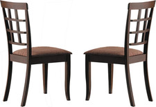 Cardiff Espresso Microfiber Side Chair Set of 2 - Dark Brown Upholstery