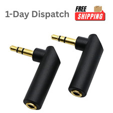 3.5mm 90 Angle Audio Adapter Gold-Plated Stereo Jack 2 Pack