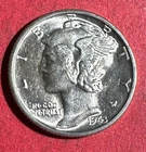 1943D Choice Uncirculated US Mercury SILVER Dime "Denver" Mint! FSB! Old US Coin
