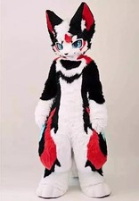 Long Fur Husky Dog Fox Mascot Costume Fursuit Halloween Suit Cosplay