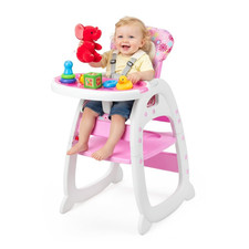 3-in-1 Convertible Baby High Chair Adjustable Toddler Chair Easy Clean Pink