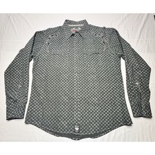 Wrangler Rock 47 Men's LS Black Embroidered Pearl Snap Western Shirt - Size XL