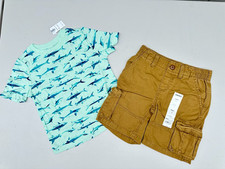NEW lot 2 Sonoma Shorts Cargo size 4 Old Navy T-shirt size 4T Shark Brown Boys