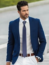 SHLAX&WING Dots Blue Navy Mens Neckties Ties for Men