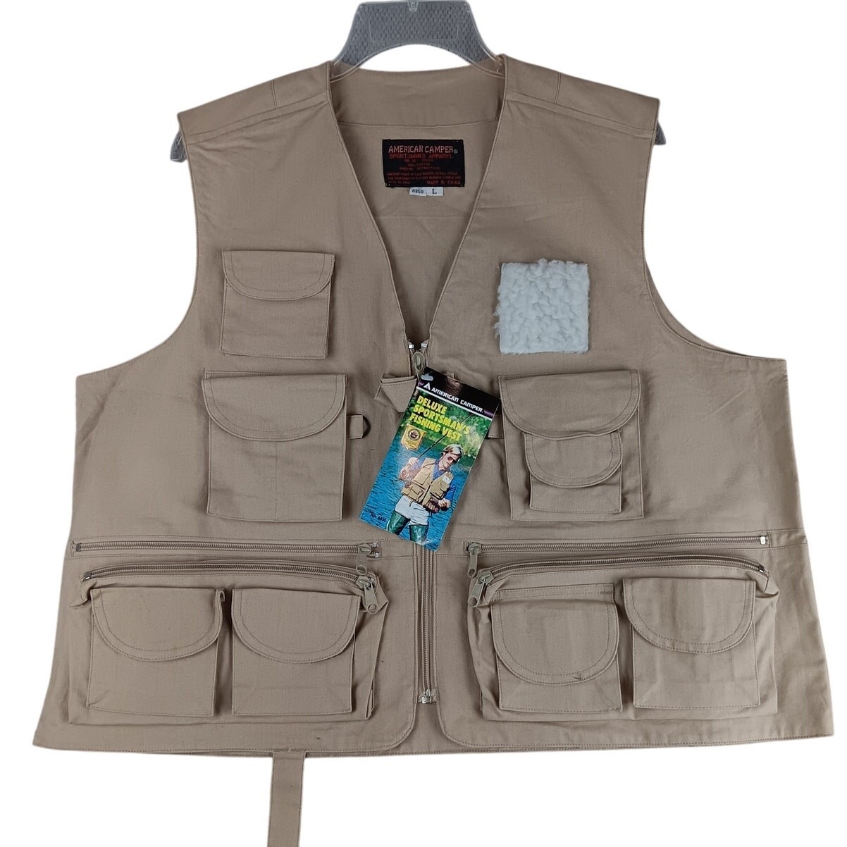 Chaleco de caza de pesca deportivo vintage American Camper de lujo L lona tostada caza