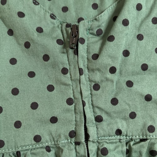 Hell Bunny Dress Size M Green Polka Dot Black Collar Fit Flare Retro Rockabilly - Picture 11 of 19