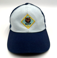 Vintage Bear Patch Fleur De Lis Cap Adjustable Snapback Blue Size S/M Used