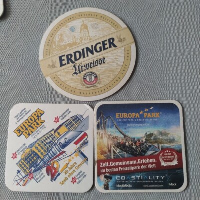 3 Schöne Bierdeckel - Erdinger Weissbräu, Erding bei München, Bayern   B3