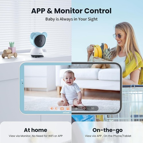 ieGeek 5'' WiFi Video Baby Monitor with Camera and Audio,2-Way Talk,360° PTZ - Picture 2 of 9