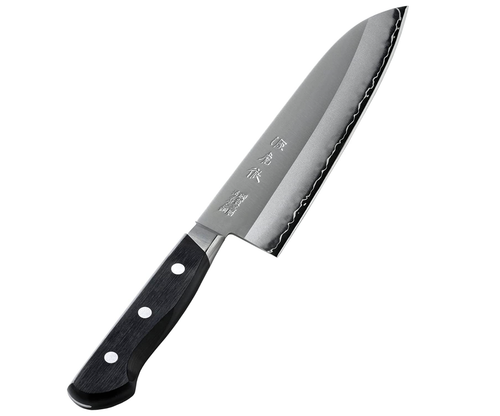 Schwarzes Damast Japanisches Messer: Minamoto Kotetsu Santoku Markenmesser Made in Japan - Bild 2 von 5