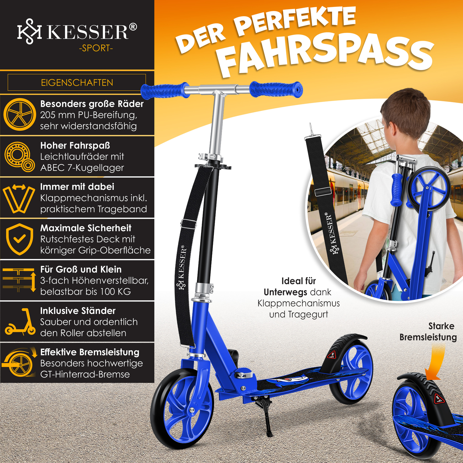 Kesser Scooter Kinderroller - Shark Blue online kaufen | eBay 