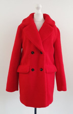 Red Herring Teddy Coat Size 8 Bright Red Fluffy Double Breasted Bnwt Rrp £69