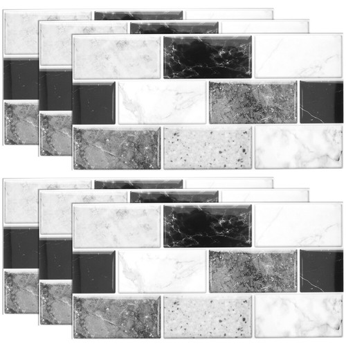6 Sheets Wall Stickers Tile Decals Waterproof Self-adhesive Peel and