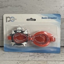 PANO SWIM GOGGLES Red with Crossbones For Child 3 Swimming Pirate Adjustable