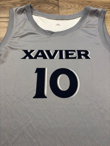 Men's Xavier Basketball Team Jersey Prosphere #10 Johnson Size 2XL Gray/Blue - Picture 5 of 5