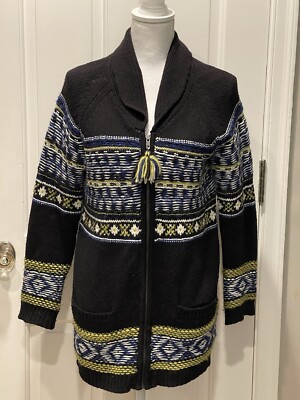 Sparrow Sweater Jacket Womens Long Cowl Neck Full Zip Knit Size M
