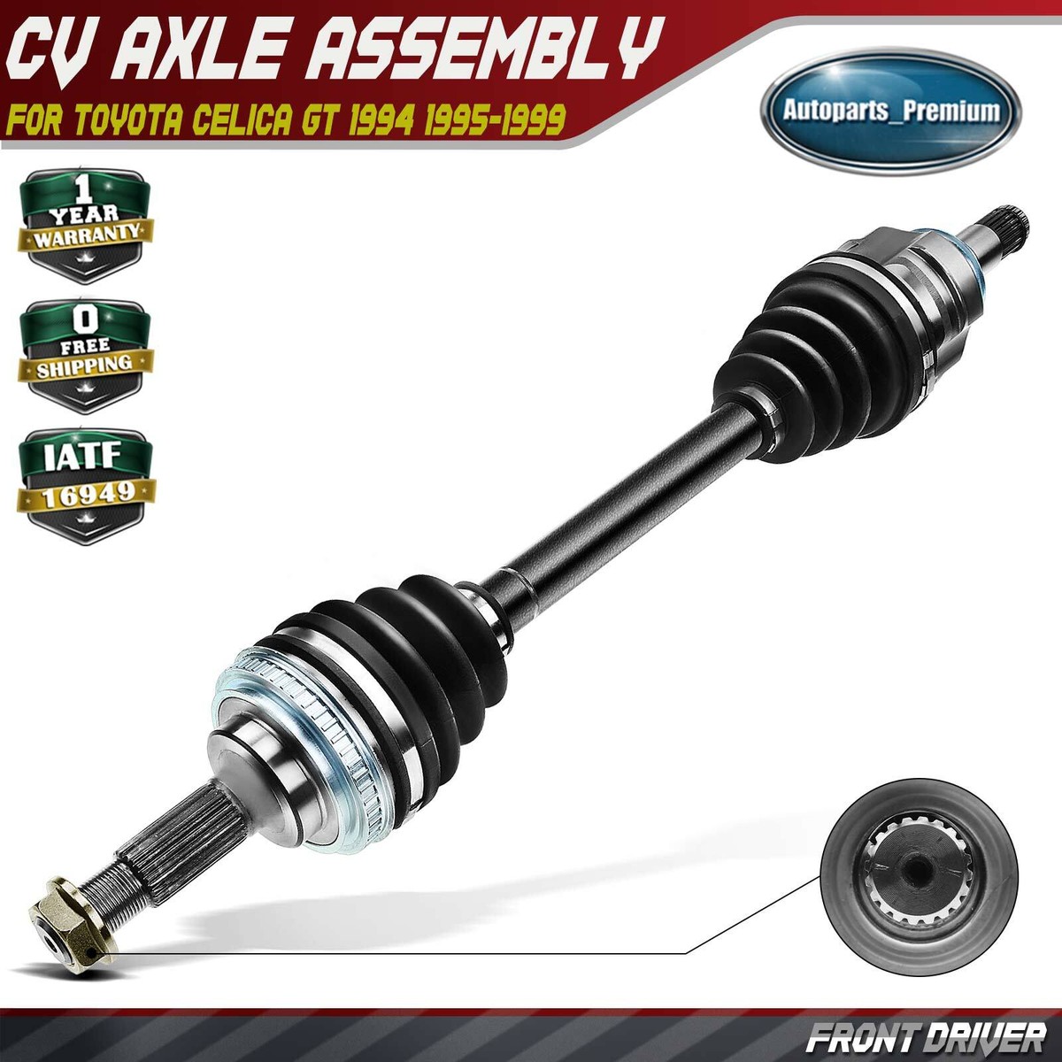 カフネバイエー Front Driver Left CV Axle Assembly for Toyota Celica GT 1994