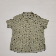 Eddie Bauer Outdoor Short Sleeve Button Up Shirt All Over Print Mens 2XL Fishing