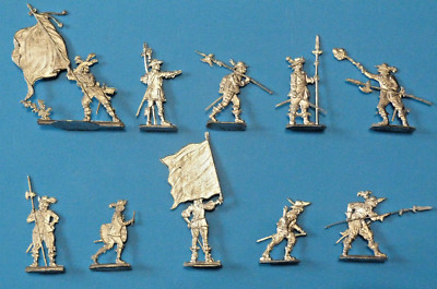 Plats d'étain - Zinnfiguren - Flat Tin : 4 soldats divers époque