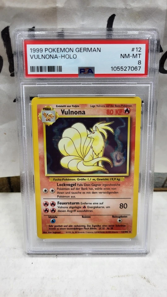 1999 VULNONA NINETALES HOLO FOIL GERMAN BASE SET POKEMON TCG PSA 8 #12/102 - Image 2 of 4