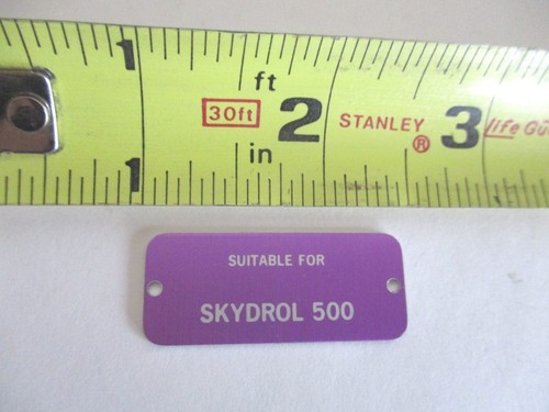 Vickers DE1626 Skydrol 500 Data Instruction Plate Aluminum - Picture 4 of 5