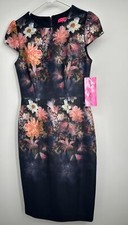 New Betsey Johnson Floral Printed Midi Dress Sz 2