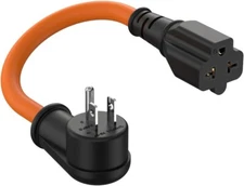 1FT 12AWG Right-Angle 15 Amp to 20 Amp Plug Adapter Cable90-Degree 15 AMP House