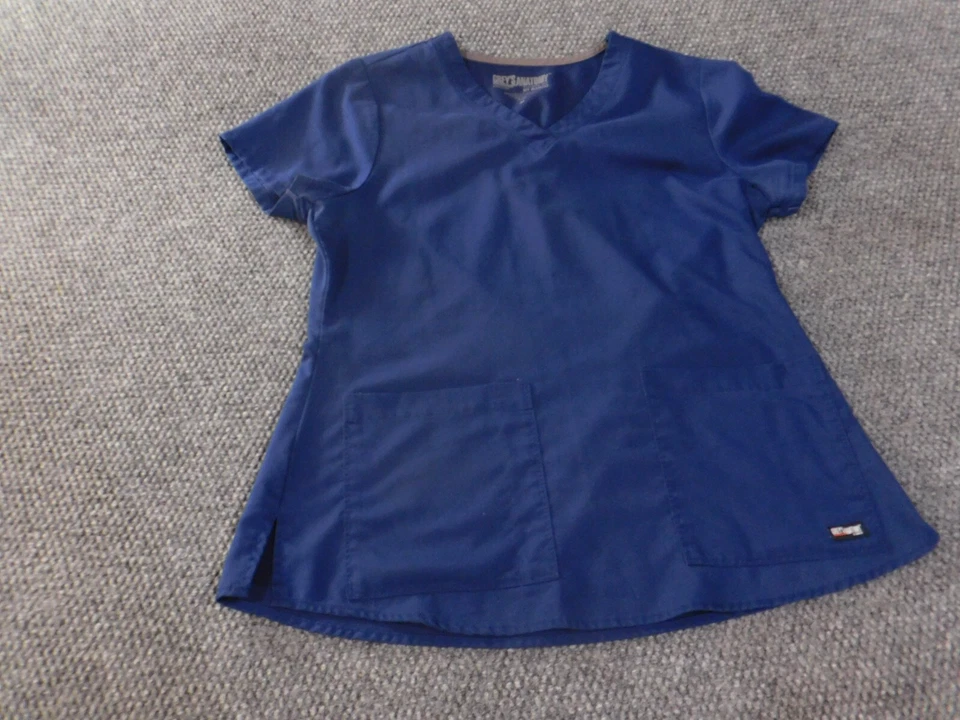 greys anatomy scrub top medium blue womens healthcare medical barco stretch - Image 3 of 4