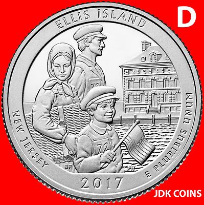 2017-D ELLIS ISLAND (NJ) QUARTER UNCIRCULATED FROM MINT ROLL