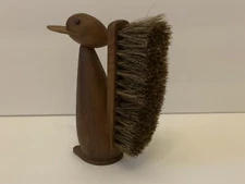 Vintage Pioneer Shoe Brush Pinguin Shape Olive Wood, Spain