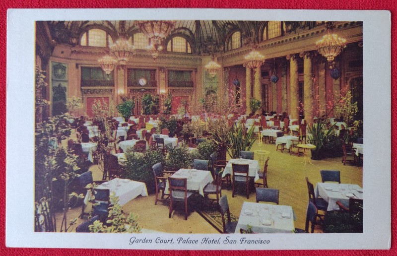 Vintage Postcard of Garden Court in Palace Hotel San Francisco CA-kept Pristine