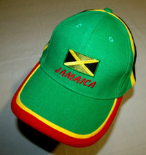 Jamaica Green Hat/Black Back with Yellow Red Trim Adult Adjustable Strap