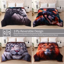 3Ply Thick Heavy Blanket Winter Warm Soft Mink King Size Fleece Blanket 85"x93"