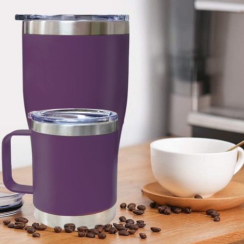 Kaffeetasse mit Griffdeckel Reisetasse Edelstahl Isoliertasse 20 & 12oz - Bild 30 von 43