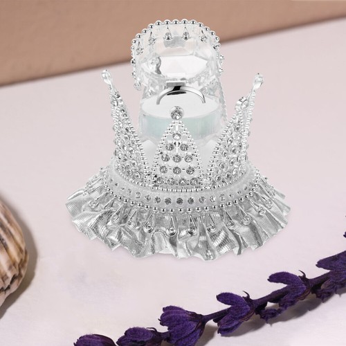 Astuccio per fedi nuziali, elegante forma di corona, scatola regalo per anelli, gioielli per anelli, - Foto 4 di 12