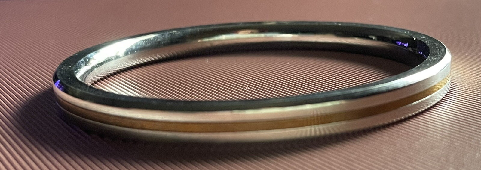 Stainless Steel Brass Stripe Bangle Bracelet 9 Inch Design-image