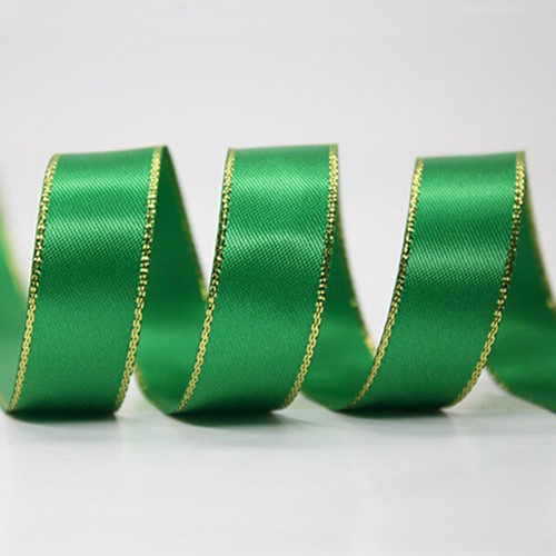 20 Yards Double Face Gold Metallic Edge Satin Ribbon 6mm 9mm - Picture 25 of 35