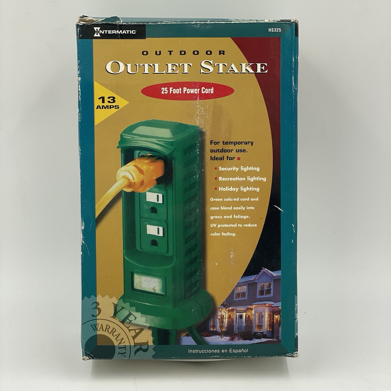 Intermatic Outdoor Outlet Stake 25 Fr Power Cord 13 AMPS Model HS325