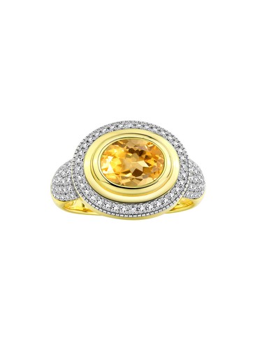 RYLOS Ring: Gemstone & Diamonds, Classic Design, Gold Plated Silver, Sizes 5-10 - Picture 11 of 26