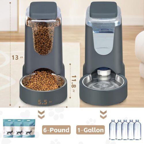 Automatic Cat Feeder and Water Dispenser with Stainless Steel Bowl - Picture 2 of 35