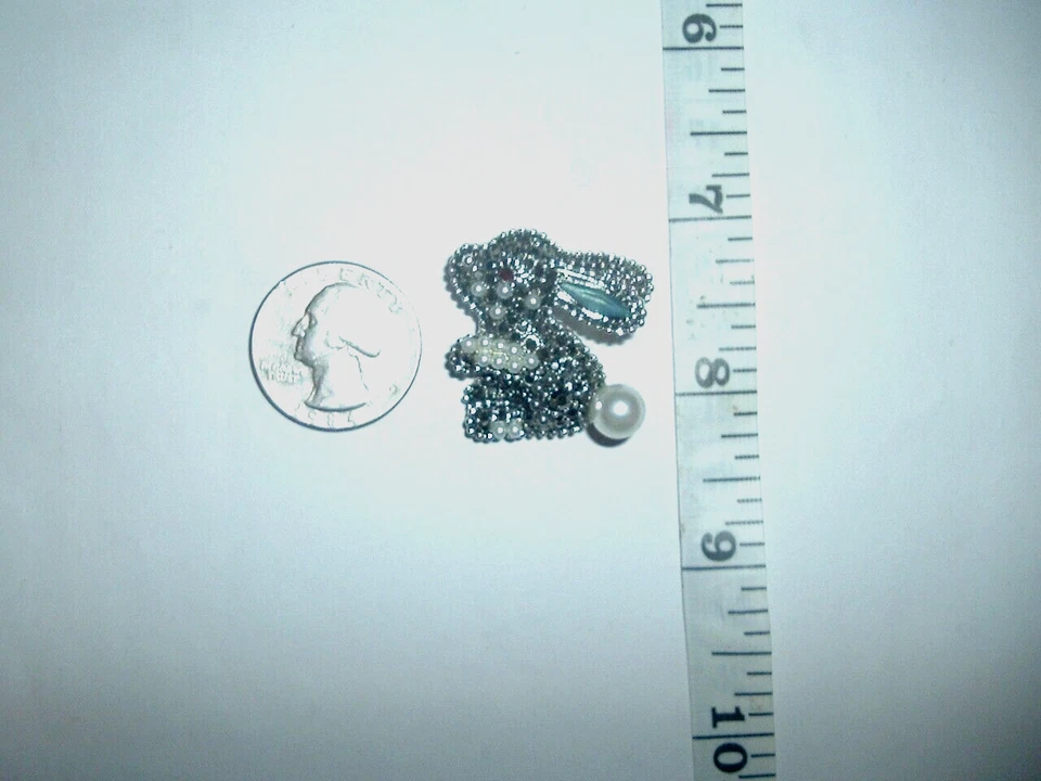 Betsey Johnson хрустальные стразы жемчуг серебро кролик заколка брошь новый с ярлыками - Изображение 4 из 4