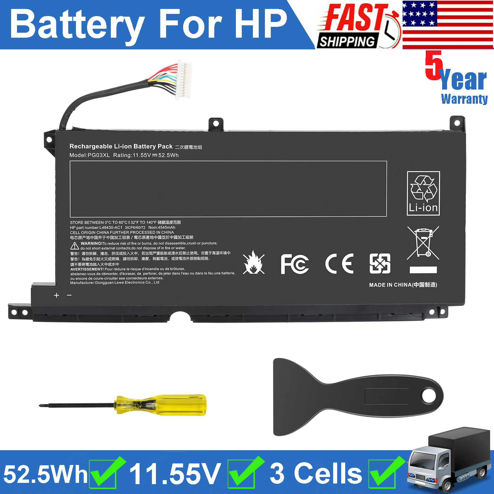 PG03XL - Batería Para Portátil HP Pavilion Gaming 15-DK 15-dk0020TX 15-dk0021TX 15