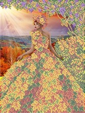 Bead Embroidery Kit Lady Autumn DIY Bead needlepoint Bead stitching Beadwork