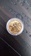 Gold Coin 1914 King George V GEORGIVS V D. G. BRITT: OMN: REX F. D. IND: IMP: