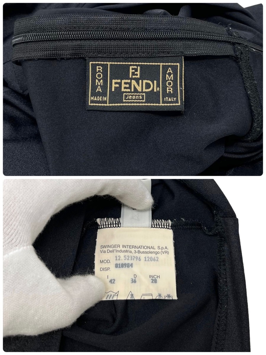 FENDI Vintage FF Logo Sleeveless Top #42 Zip High Neck Polyamide