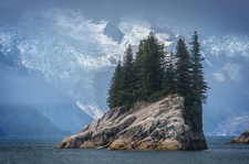 Landscape nature water rocks trees mountains snow island Custom Gaming Mat Desk