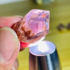 9g Natural Amethyst Pillar Scepter Backbone Pyramid Silver Sountain Particles