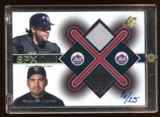 2001 SPX MIKE PIAZZA / EDGARDO ALFONZO GOLD /25 DUAL GAME WORN JERSEY SP  RARE !