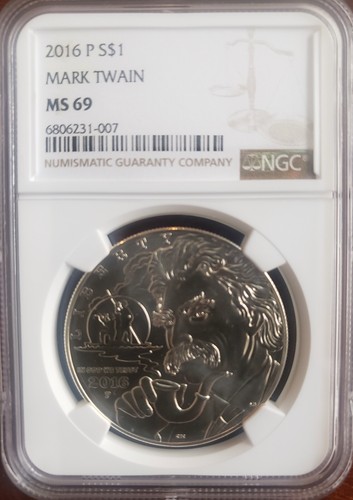 2016-P Mark Twain US Silver Commemorative Dollar NGC MS69 Certified