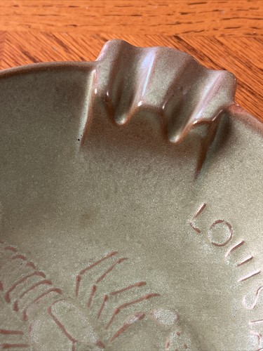 Vintage Green 458 Frankoma Pottery Louisiana Crawfish Ashtray VERY NICE - Picture 2 of 18